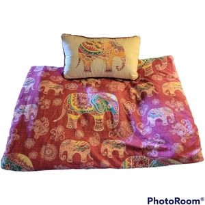 Pink Elephant Duvet w/ Embroidered Pillow
